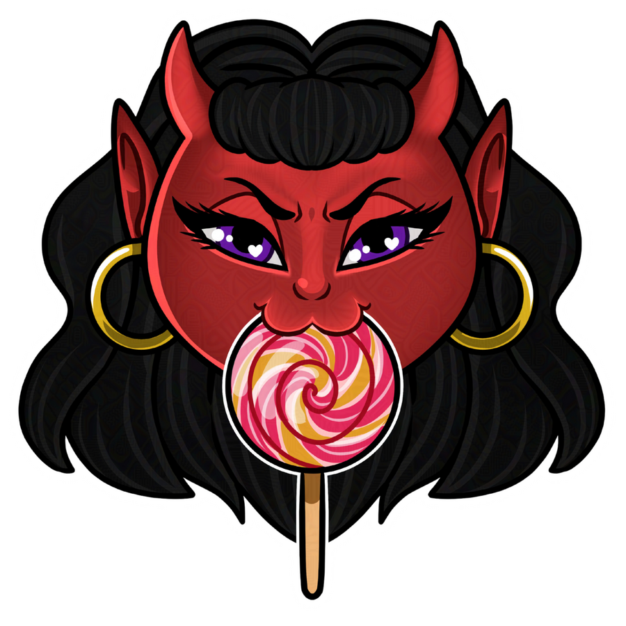 Faith Lollipop Chibi for DJ Russo cute chibi demon lady with a lollipop