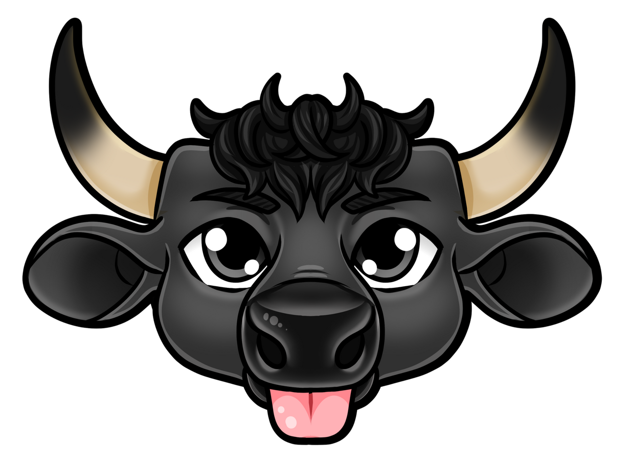 a chibi minotaur sticking his tongue out