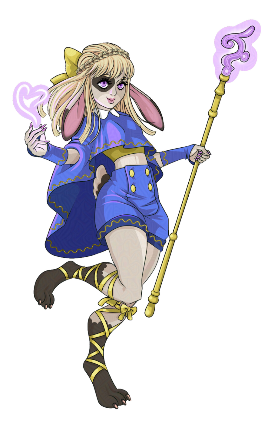 an anthro bunny girl with a magical girl staff